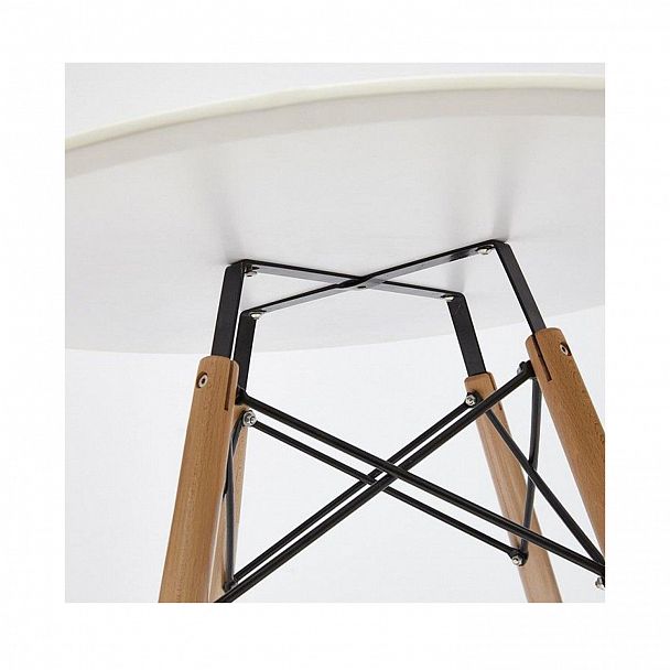 Стол обеденный BRABIX "Eames T-01", круглый диаметр 80 см, опоры дерево, пластик белый, 532633 - Вид 3