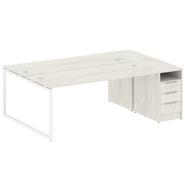 Metal System Quattro Р. ст. с тумбой на О-образном м/к 40БО.РС-СТП-2.5 Дуб наварра/Белый металл 2212*1475*750 - Вид 1