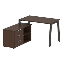 Metal System Р. ст. с тумбой на А-образном м/к БА.РС-СТС-2.2 (L) Венге/Антрацит металл 1300*1520*750 - Фото предпросмотра