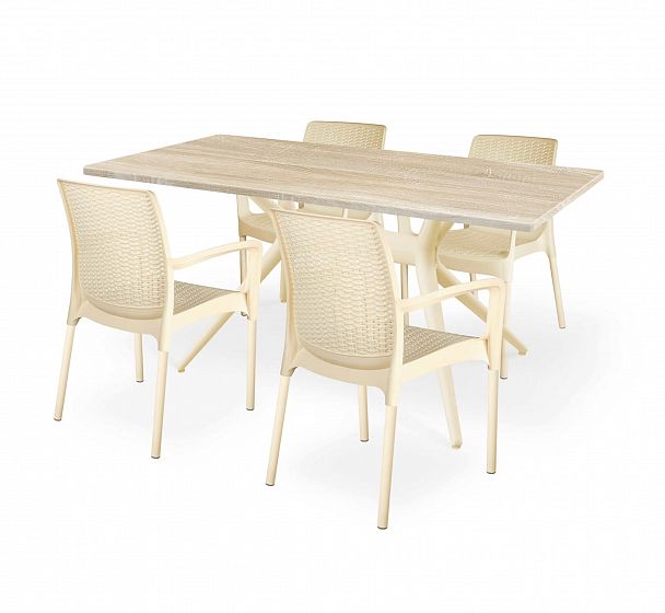 Обеденная группа Sheffilton SHT-DS164 дуб сонома светлый/бежевый/ваниль - Вид 1