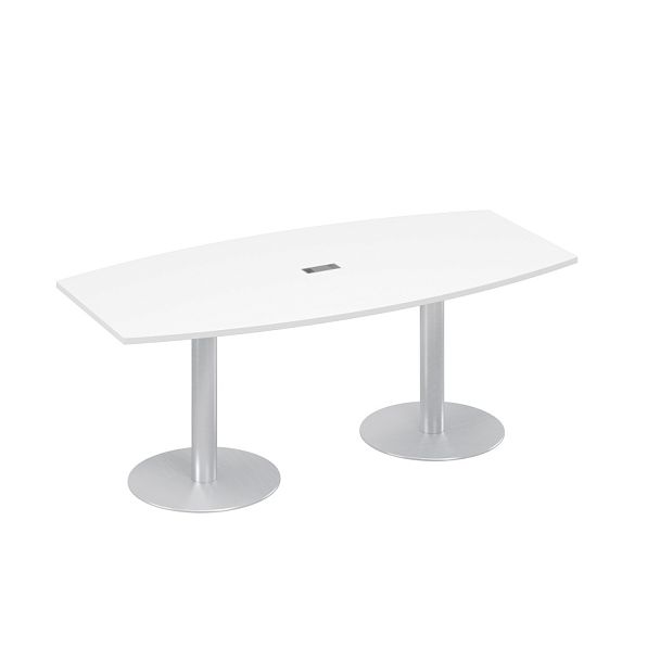 Стол 200x100 на колоннах фигурный для переговоров A4 А4 ХР 113 белый премиум - Вид 1