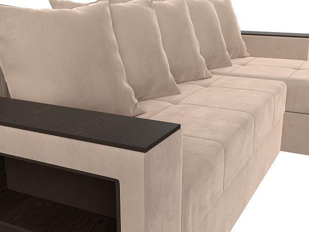 Диван угловой Дубай Лайт угол правый (полностью велюр бежевый) - Вид 4