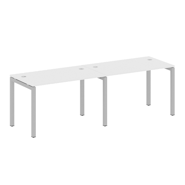 Metal System Quattro Р. ст. на 2 раб. места на П-образном м/к 50БП.СМ-2.2 Белый/Серый металл 2400*720*750 - Вид 1