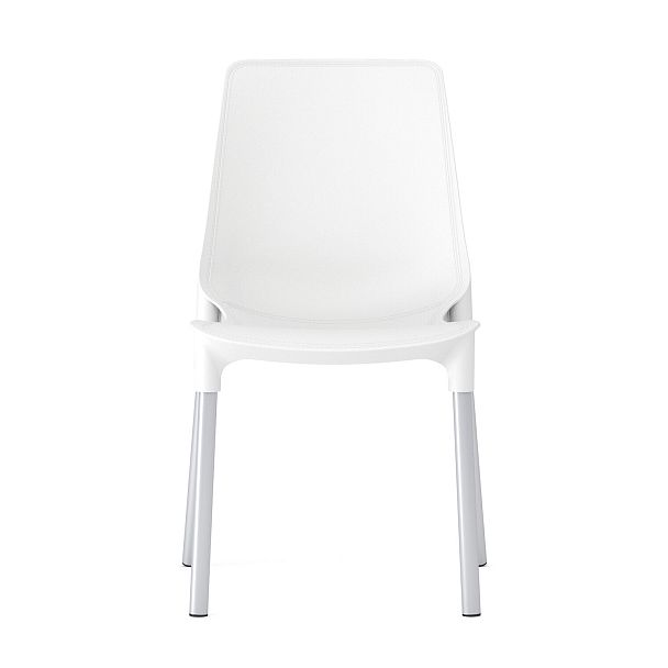 Стул для столовых, кафе, дома SHT-S75, серебристый металлический каркас, пластик белый, стопируемый - Вид 4