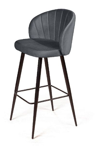 Стул барный Mont Blanc, бархат светло-серый 26 / черный конус - Вид 8