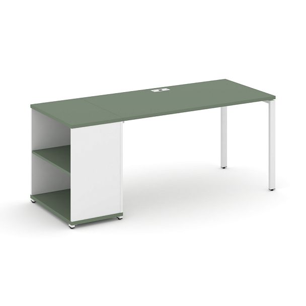 Concept Стол рабочий с опорным стеллажом CN.SP-204 Кобо/Белый Бриллиант/Металл Белый 2000*720*750 - Вид 1