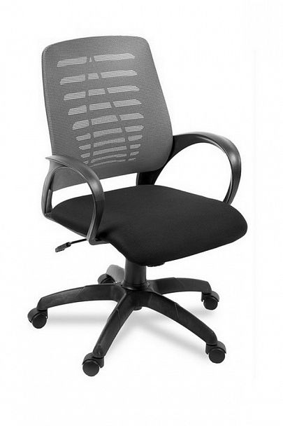 Кресло оператора НЕО спинка сетка серая, сидение ткань черная, крестовина пластик,  механизм ТОП-ГАН "Компьютерные кресла" ТК-002985001096 серый/черный - Вид 1