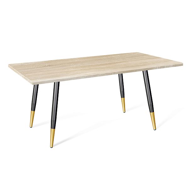 Стол Sheffilton SHT-TU104/120/80 МДФ черный муар/золото/дуб сонома светлый - Вид 2