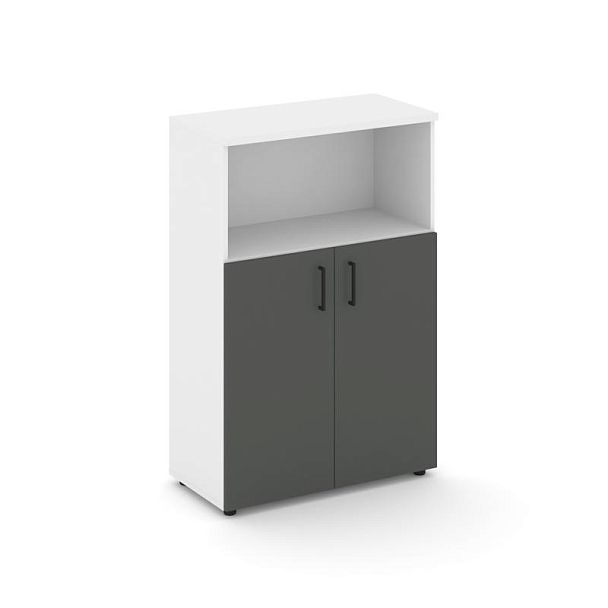 Style Project Шкаф средний широкий SN.STS.E-201 Белый/Белый/Антрацит/Черный Ручки 796*400*1203 - Вид 1