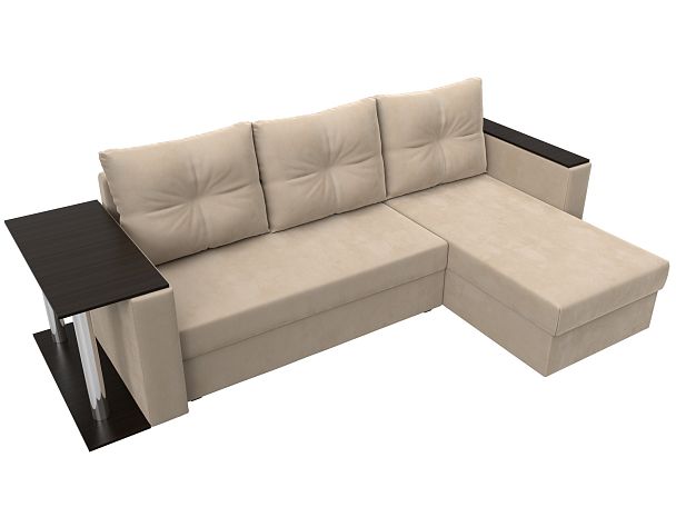 Угловой диван Атланта Лайт правый (полностью велюр бежевый) - Вид 6