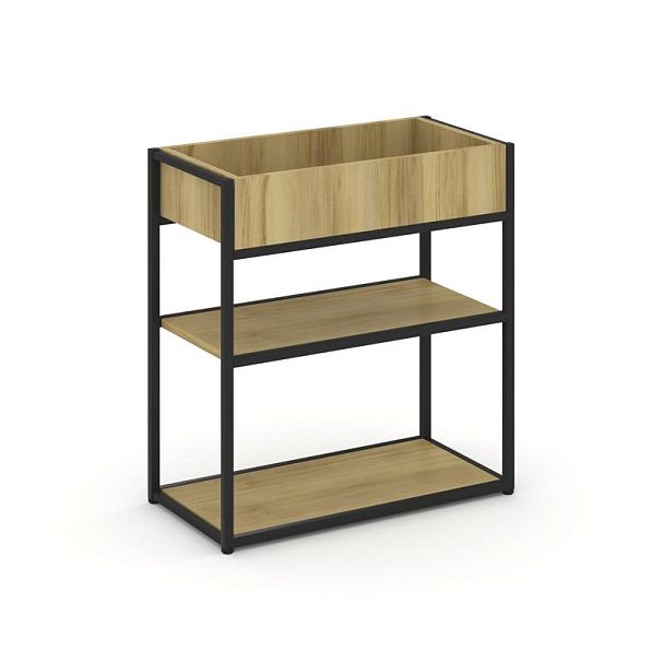 Rift Стеллаж Металл Антрацитический низкий приставной RF.STM-012 Дуб Винченцо/Металл Черный 696*350*750 - Вид 1