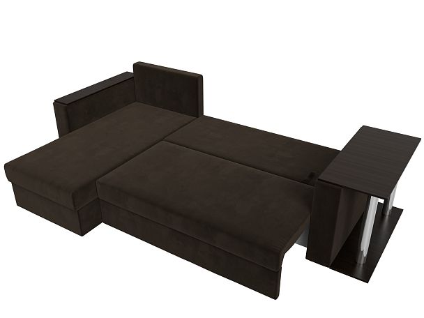 Угловой диван Атланта Лайт левый (полностью микровельвет коричневый) - Вид 8