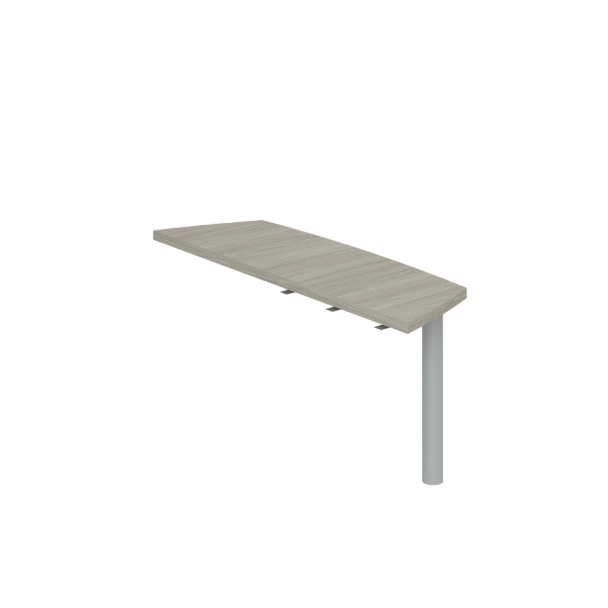 Приставка боковая Wing большая 500х1613х750 на опорную тумбу / цвет: дуб светлый, опора табулярная серебрянный металлик, подставка ЛДСП для опорной тумбы - Вид 1