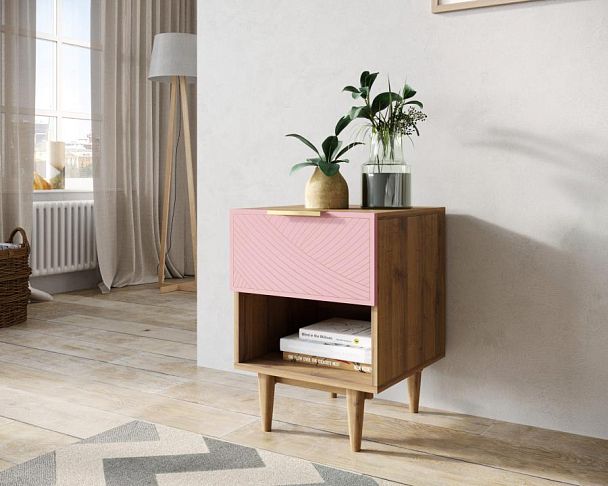 Тумбочка с верхним ящиком Line LN10/GR1/pink - Вид 3