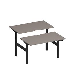 Рабочая станция на электроприводе с вырезами Elevo А2 ЧР 102.2 МП мокко премиум / черный гладкий - Фото предпросмотра