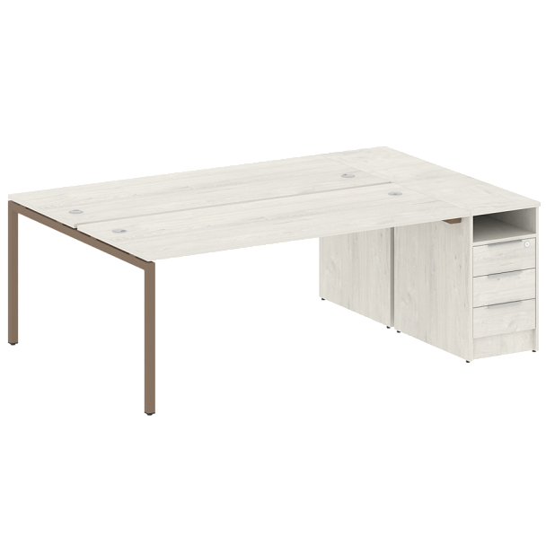 Metal System Quattro Р. ст. с тумбой на П-образном м/к 40БП.РС-СТП-2.5 Дуб наварра/Мокко металл 2212*1475*750 - Вид 1