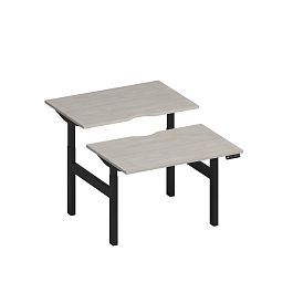 Рабочая станция на электроприводе с вырезами Elevo А2 ЧР 101.2 ДШ дуб шамони/ черный гладкий - Фото предпросмотра