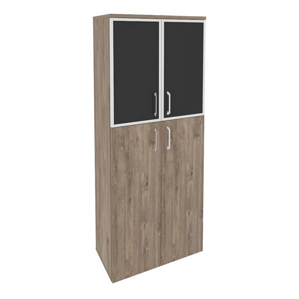 Onix Шкаф высокий широкий O.ST-1.7 R black Тиквуд темный/Стекло black 800*420*1977 - Вид 1