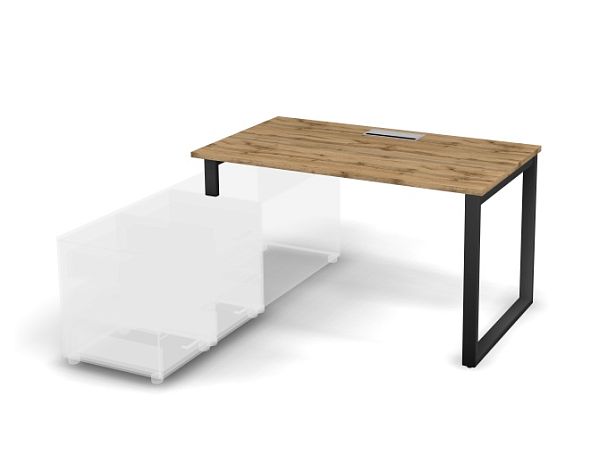 MATRIX 121B104-O Стол прямой, опора на тумбу, Merida (O-опоры) 1380х780х775 Дуб Крафт/Темно-серый - Вид 1