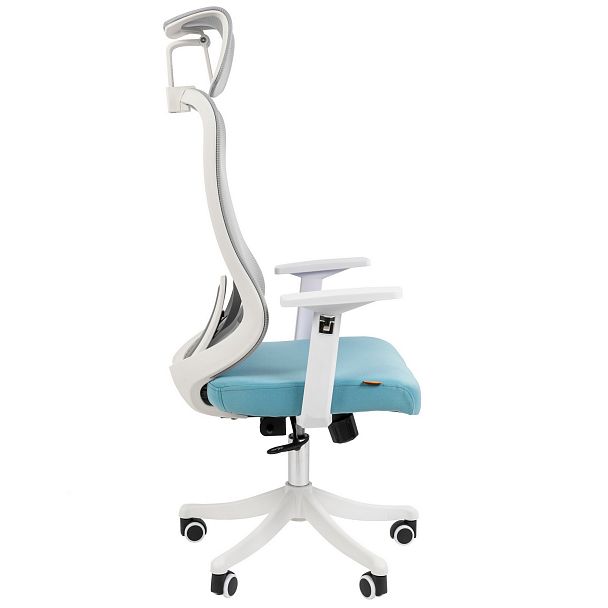 Офисное кресло CHAIRMAN CH563, ткань/сетка, белый/бирюзовый - Вид 4