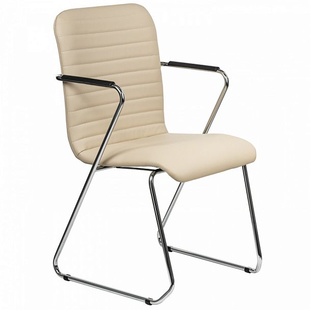 Кресло для приемных и переговорных BRABIX "Visit CF-101", хром, экокожа, бежевое, 532560 - Вид 1