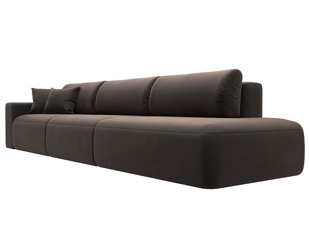 Диван прямой Лига-036 Модерн Лонг подлокотник слева Велюр коричневый - Вид 4
