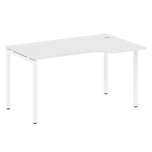 Metal System Quattro Стол криволинейный правый на П-образном м/к 40БП.СА-2 (R) Белый/Белый металл 1400*900*750 - Вид 1