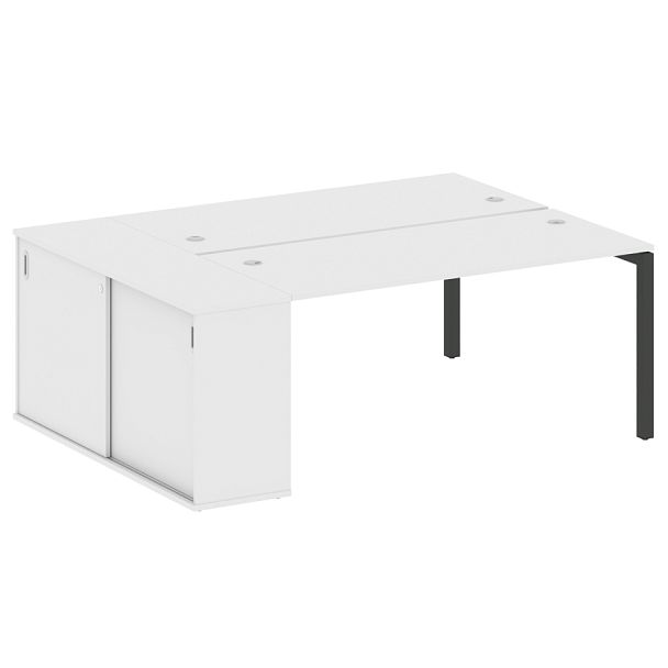 Metal System Quattro Р. ст. с шкафом-купе на П-образном м/к 50БП.РС-СШК-1.4 Т Белый/Антрацит металл 2010*1475*750 - Вид 1