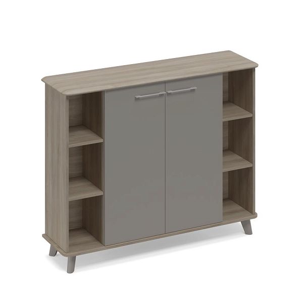 Шкаф средний полузакрытый греденция Time metal ТМ 342 МП/ВЛ/ВЛ вяз либерти (корпус, столешница, топ) / мокко премиум (фасад) - Вид 1