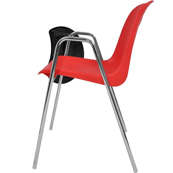Стул Venezia (4 ножки с подлокотниками + столик TLT), каркас хром, красный, РП+ИК - Вид 3