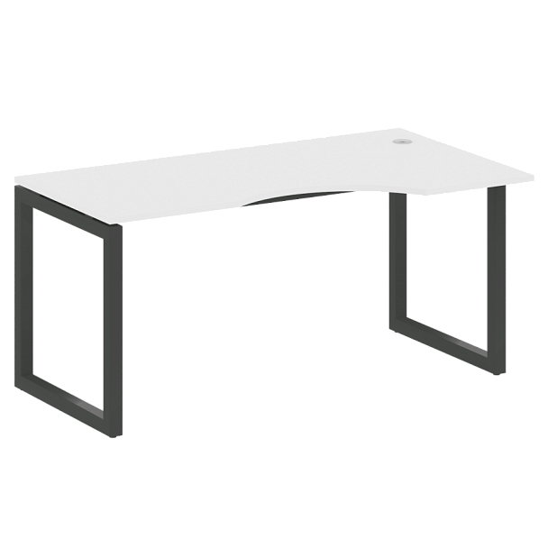 Metal System Quattro Стол криволинейный правый на О-образном м/к 50БО.СА-1 (R) Белый/Антрацит металл 1600*900*750 - Вид 1
