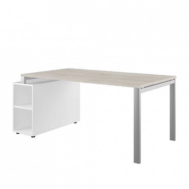 Стол руководителя на опорной тумбе. Правый Tess 180x90x75 светлый дуб - Вид 1