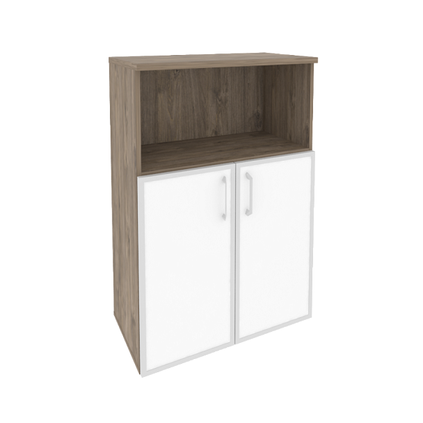 Onix Шкаф средний широкий O.ST-2.2 R white Тиквуд темный/Стекло 800*420*1207 - Вид 1