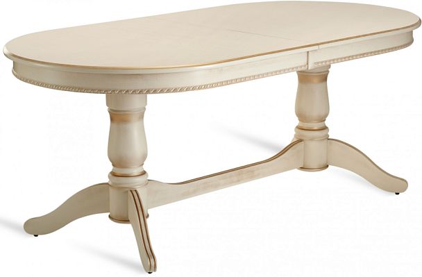 Стол деревянный раздвижной Барэнт 200(270)х100х76 Слоновая кость с золотой патиной - Вид 1