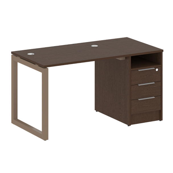 Metal System Quattro Р. ст. с тумбой на О-образном м/к 50БО.РС-СТП-1.1 Венге/Мокко металл 1412*720*750 - Вид 1