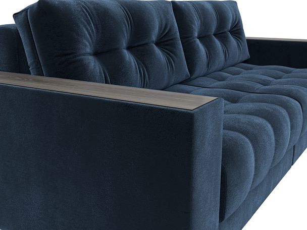 Диван прямой с декором Лига-049 НПБ Велюр синий - Вид 4