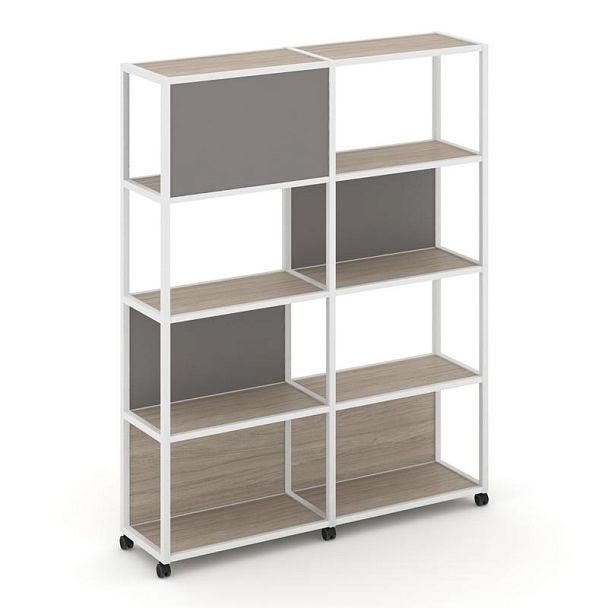 Shelf Mobile Стеллаж 5 уровней 2 секции VR.LT-STK-514.12 Дуб Аттик/Металл Белый/W-11 2370*400*2000 - Вид 1