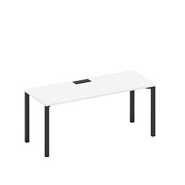Стол письменный на металлокаркасе, столешница с заглушкой Space+ А1 ЧР 016 БП белый премиум / черный гладкий - Фото предпросмотра