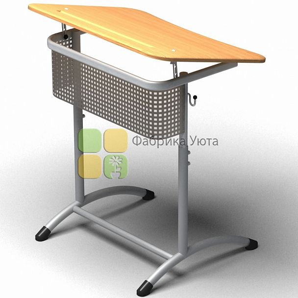 Парта одноместная ЭКСТРА (Р) с угл. накл. стол. и перф. экраном, рег. (5-7 гр) - Вид 1
