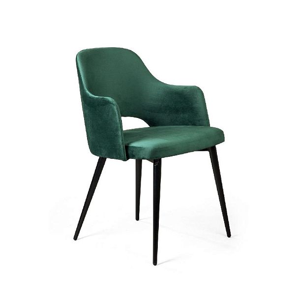 Стул William с подлокотниками, бархат зелёный 19/ черный конус - Вид 1