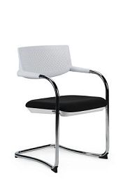 Кресло офисное / Visavi white CF / хром / белый пластик / черная ткань - Фото предпросмотра