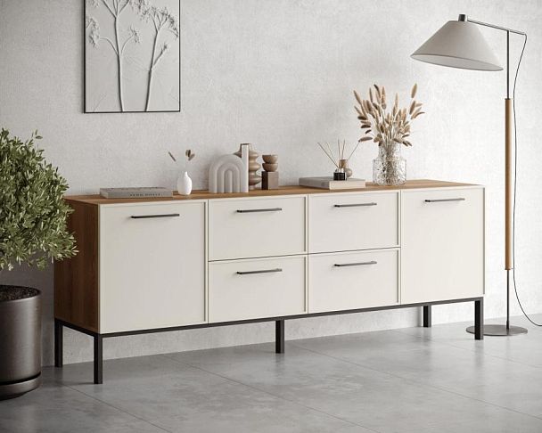 Комод две дверки и четыре ящика Nicole цвет Белый, арт NEM19 - Вид 4