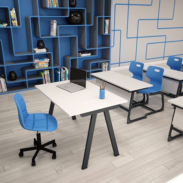 Стол Sheffilton SHT-TU92/TT 120/80 ЛДСП антрацит/белый шагрень - Вид 7