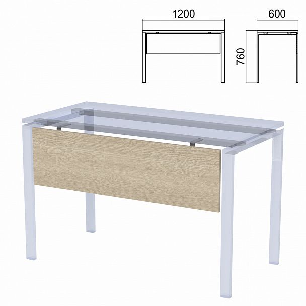 Царга к столам на металлокаркасе "Арго", шириной 1200 мм, ясень шимо - Вид 2