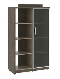 WOOD STONE Шкаф со стеклянной дверью правый СФ-534182 Дрифтвуд / Бетон Чикаго темный Wood stone кабинет руковод  без цвета - Фото предпросмотра