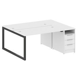 Metal System Quattro Р. ст. с тумбой на О-образном м/к 50БО.РС-СТП-2.3 Белый/Антрацит металл 1812*1475*750 - Фото предпросмотра