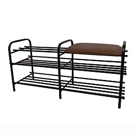 Банкетка-обувница большая серый метал. на серебре - Фото предпросмотра