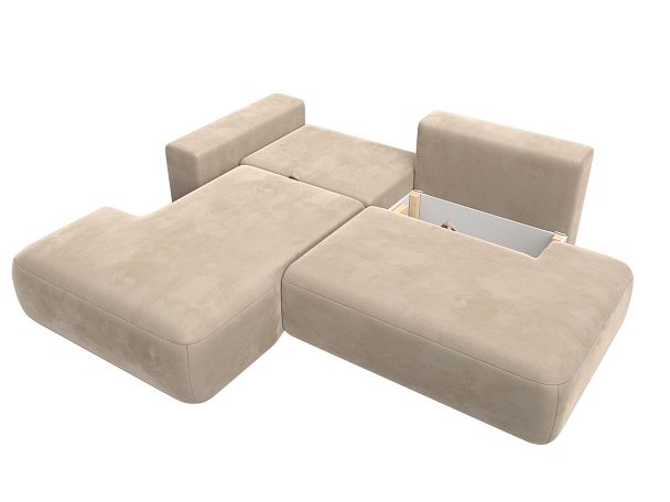 Диван угловой Лига-036 Модерн левый угол Велюр бежевый - Вид 3
