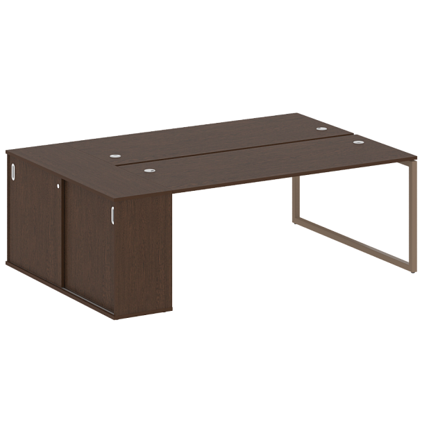 Metal System Quattro Р. ст. с шкафом-купе на О-образном м/к 40БО.РС-СШК-1.5 Т Венге/Мокко металл 2210*1475*750 - Вид 1