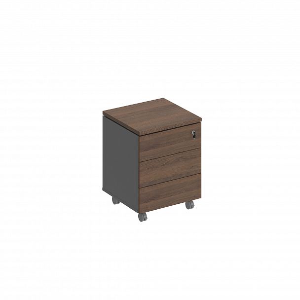 Тумба выкатная 3-ящичная с замком "City" СИ 213 дуб гладстоун/антрацит премиум/дуб гладстоун - Вид 1